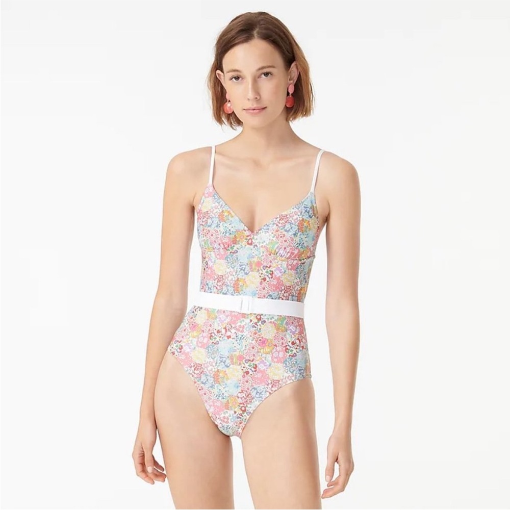 J Crew Belted one-piece in Liberty® Patchwork Dream Floral